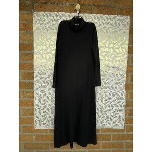 Luna Luz Made in USA Black Mock Neck Long Sleeve Jersey Maxi Dress Size M